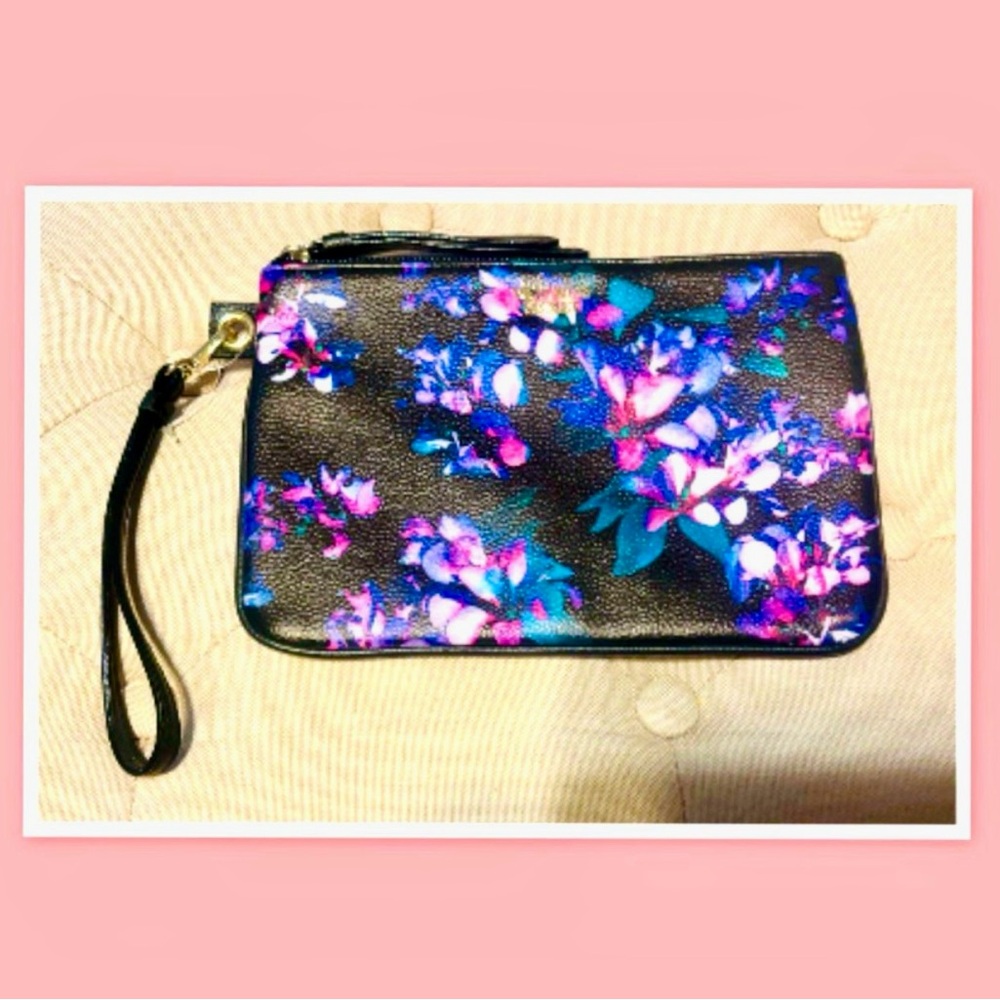 Victoria's Secret "Love, Victoria" Purple/Pink Floral Zip Wristlet Clutch